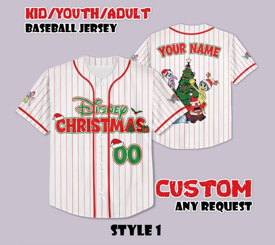 Discover Custom Disney Inside Out Christmas Baseball Jersey, Personalized Inside Out All Emotions Jersey, Disneyland Christmas Party, Christmas Gifts