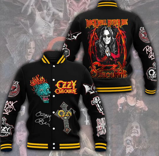 Black Sabbath X Ozzy Osbourne Rock Will Never Die Baseball Jacket
