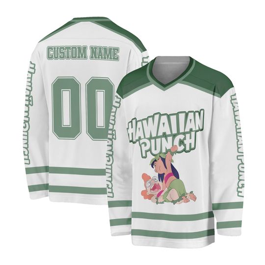 Custom Hawaiian Punch Lilo and Stitch Hockey Jersey, Custom Disney Hawaiian Punch Hockey, Disney Hockey Fan Lover Gift