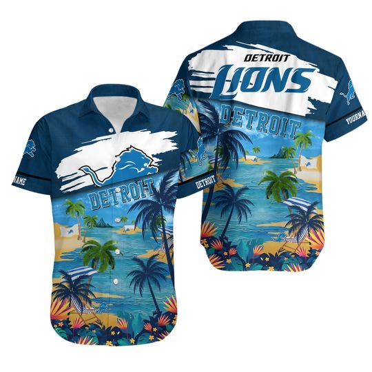 Customized Detroit Lions Hawaiian Shirt Aloha Beach Summer Cool Hawaiian Shirts