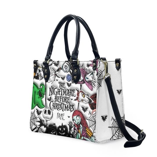 Halloween Disney Nightmare Before Christmas Leather Bag, Halloween Leather Handbag, Horror Women Handbag