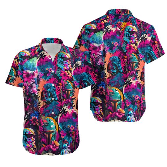 Storm Trooper Boba Fett Darth Vader Tropical Flowers Star Wars Hawaiian Shirt