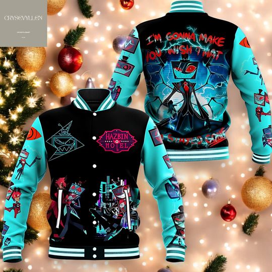 Hazbin Hotel Baseball Jacket, Hazbin Hotel Varsity Jacket, Helluva Boss Streetwear
