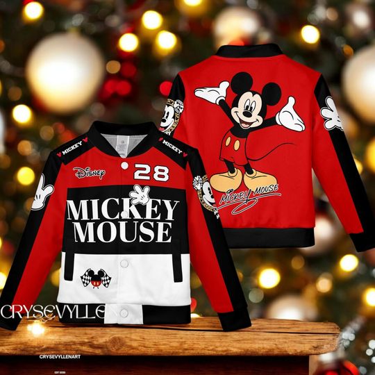 Discover Custom Disney Mickey Varsity Jacket, Personalized Kid Youth Adult Sports Jacket, Unisex Baseball Varsity Jacket, Family Matching Disney