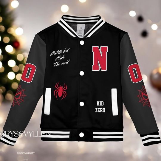 Discover Personalized Spiderman Varsity Jacket, Custom Kids Youth Adult Baseball Jacket, Spidey Hero Outfit, Marvel Birthday Gift, Spider Hero Jacket
