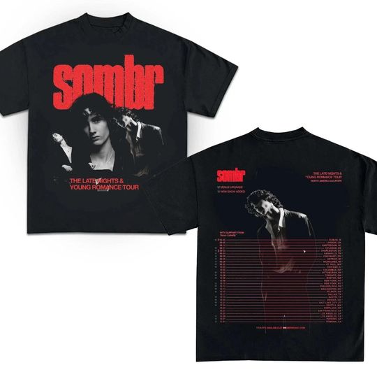 Discover Sombr the Late Nights & Young Romance Tour North America and Europe Tour T-shirt