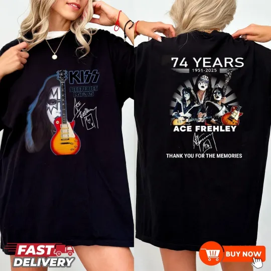 Discover Ace Frehley Legend 1951-2025 Signature Double Sided T-Shirt