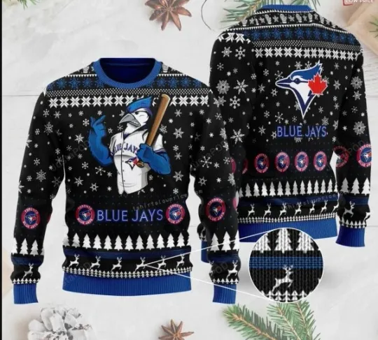Discover Baseball Team Toronto Blue Jay With Bj Birdy The Mascot Ugly Sweater