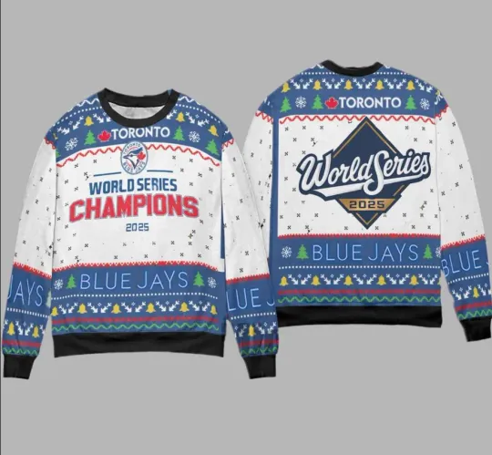 Discover Blue Jay World Series 2025 Ugly Christmas Sweater