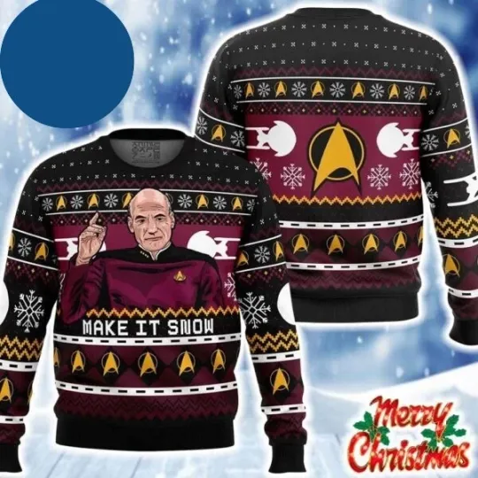 Discover 1Star/ Trek  Make It Snow Christmas 2025 Holiday Ugly Christmas Sweater