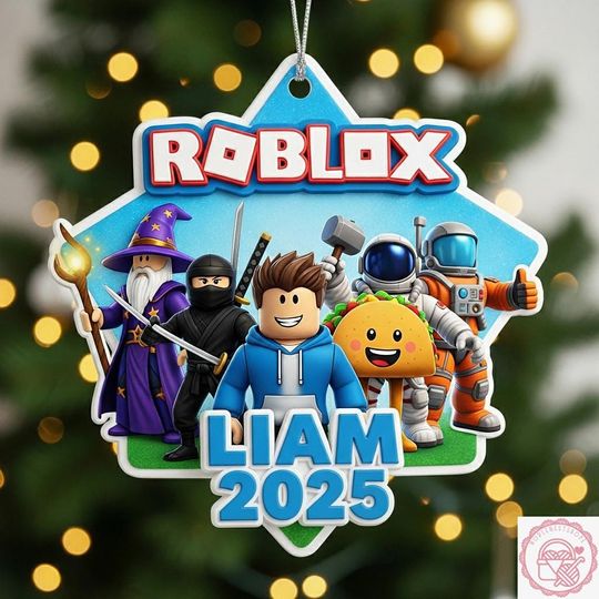World of Roblox Ornament, Custom Name Roblox Game Ornament, Kids Roblox Christmas Gift, Christmas Gift, Roblox Christmas Ornament