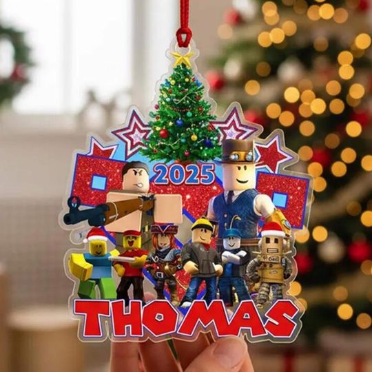 Custom Roblox Game Acrylic Ornament, Roblox Christmas Kid Gift, Roblox Game Xmas Ornament, World of Roblox Ornament, Gamer Ornament For Kid