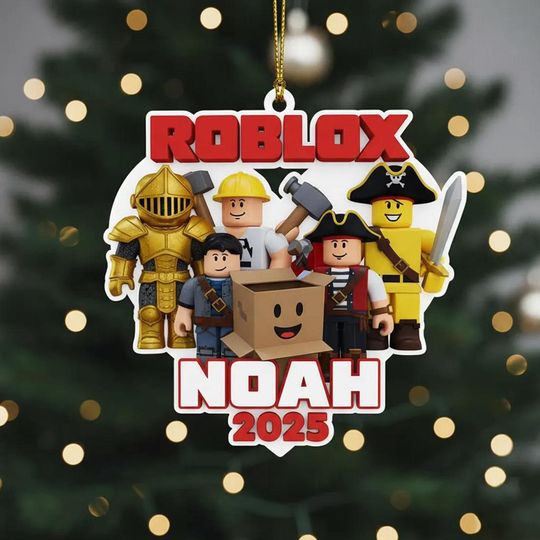 Custom Roblox Game Acrylic Ornament, Roblox Christmas Kid Gift, Roblox Game Xmas Ornament, World of Roblox Ornament, Gamer Ornament For Kid