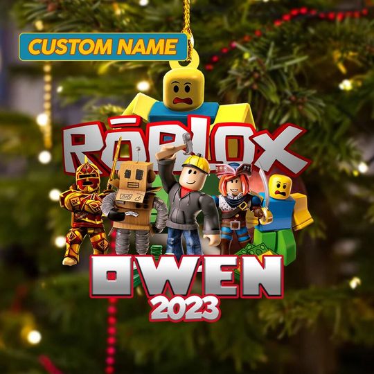 Custom Roblox Game FLAT Ornament, Roblox Christmas Kid Gift, Roblox Game Xmas Ornament, Gamer Keepsake, Custom Christmas Ornament For Kid