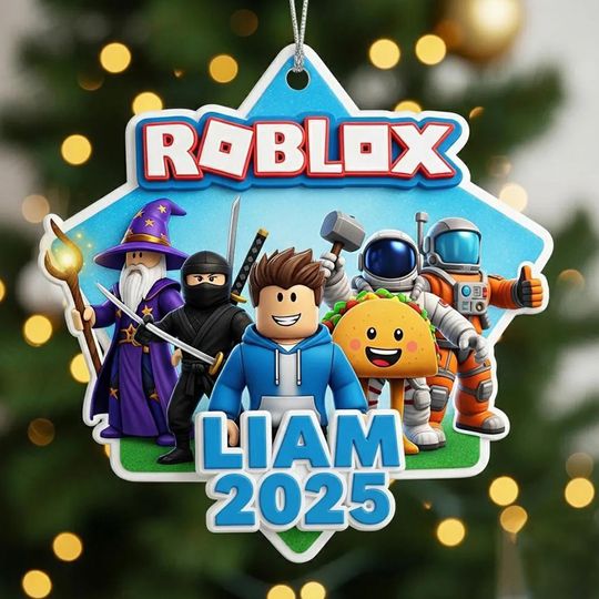 Custom Roblox Game Acrylic Ornament, Roblox Christmas Kid Gift, Roblox Game Xmas Ornament, Gamer Keepsake, Custom Christmas Ornament For Kid