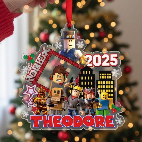 Personalized Roblox Christmas Ornament, Christmas World Of Roblox Custom Decor, Christmas Gamer Gift, Roblox Christmas Ornament