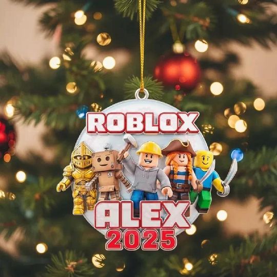 Personalized Roblox Game Ornament, Kids Roblox Christmas Gift, Roblox Christmas Ornament, Gamer Gift, Custom Name Christmas Ornament For Kid