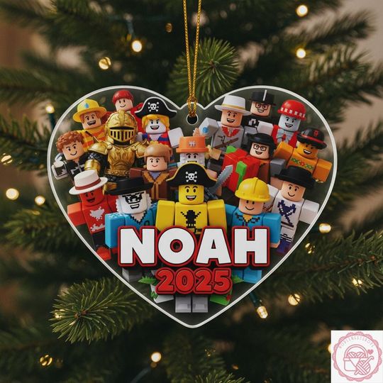 Gaming Ornament with Name, Teen Boy Christmas Gift 2025,  World of Roblox Ornament, Custom Name Roblox Game Ornament, Roblox Christmas Gift