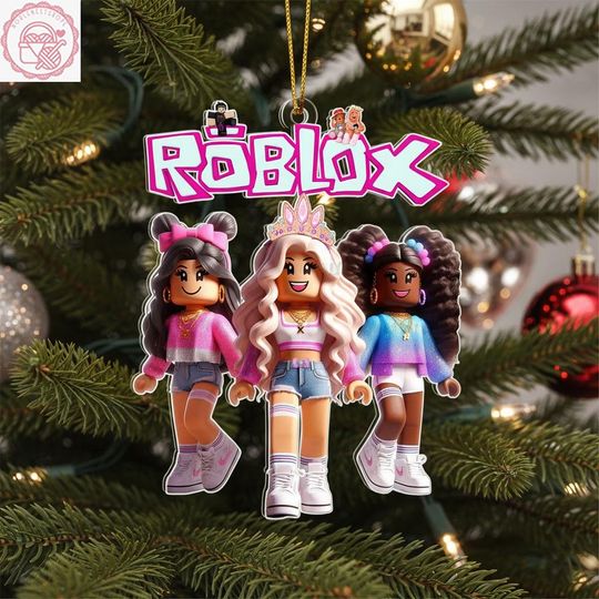 Custom Roblox Girls Christmas Ornament, Personalized Roblox Game Ornament, Custom Name Christmas Ornament For Kid, Kid Roblox Christmas Gift