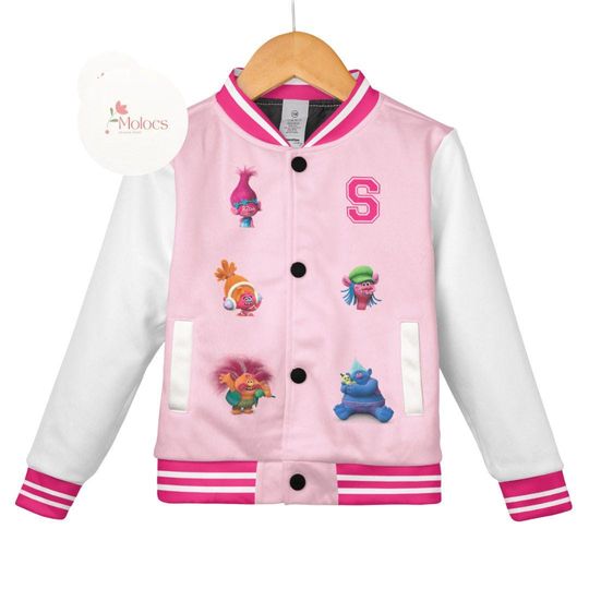 Discover Personalized Trolls Baseball Jacket, Princess Poppy Shirt, Trolls Birthday Girl Jacket, Birthday Girl Gift, Trolls Movie Varsity Jacket