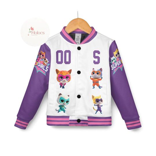 Discover Personalized Superkitties Baseball Jacket, Disney Super Kitties Varsity, Buddy Bitsy Ginny Sparks Cat Jacket, Disney Birthday Jacket