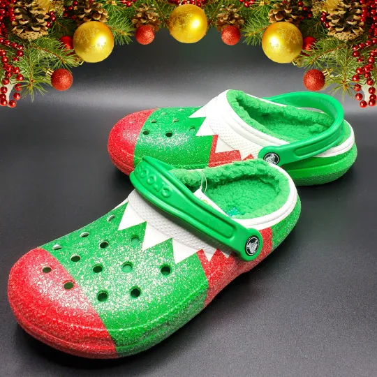 Classic Elf Fur Lined Holiday Christmas Clogs