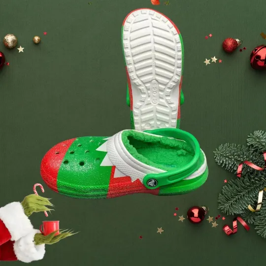 Christmas funny character Lined Clogs,  Unisex Fuzzy Clogs