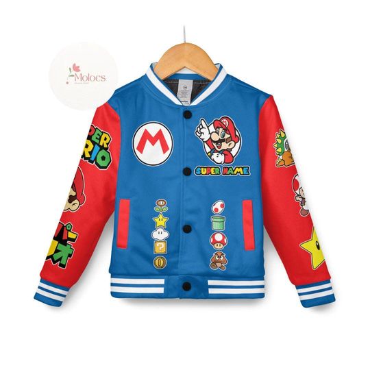 Discover Personalized Super Mario Baseball Jacket, Video Game Jacket Men, Super Mario Bros Kids Jacket, Mario Birthday Boy Jacket, Mario Gifts