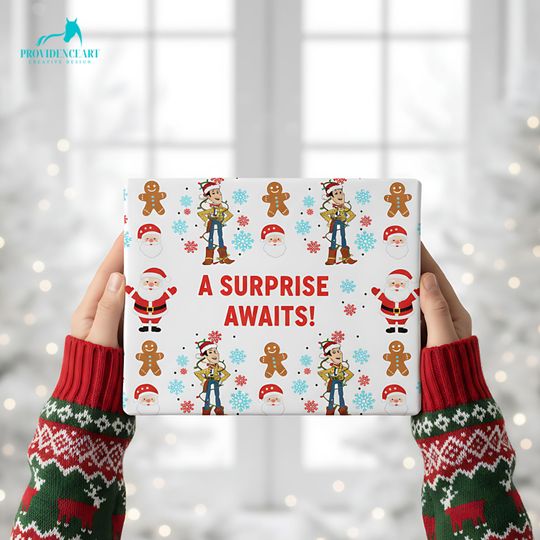 Discover Toy Story Christmas Wrapping Paper: Woody, Santa, and Gingerbread