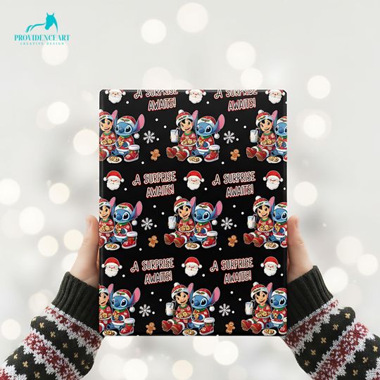 Lilo and Stitch Christmas Wrapping Paper: A Surprise Awaits Black Gift Wrap