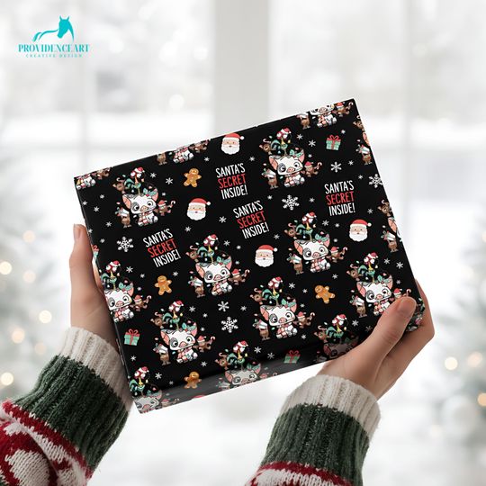 Discover Moana Christmas Wrapping Paper: Santas Secret Inside Black Gift Wrap