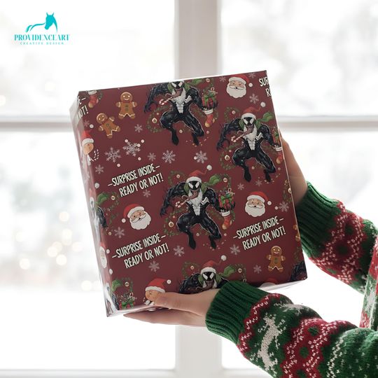 Discover Venom Christmas Wrapping Paper: Red Marvel Holiday Gift Wrap