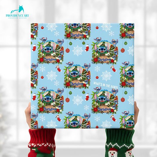 Discover Stitch Christmas Wrapping Paper: Tropical Themed Holiday Gift Wrap