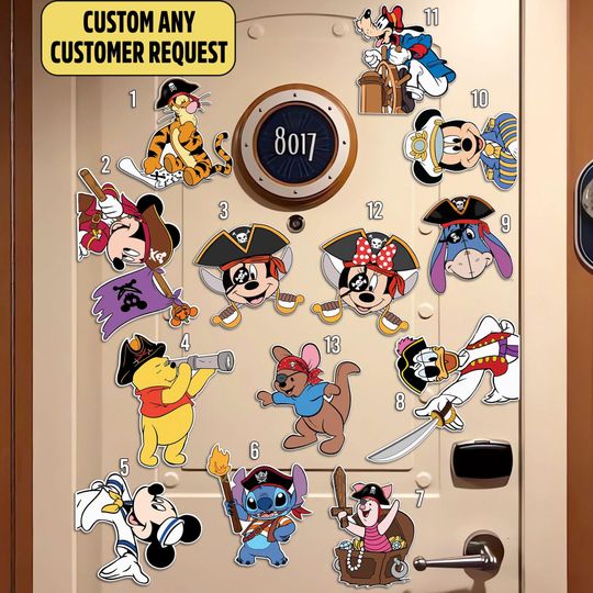 Discover Personalized Mickey And Friends Pirate Cruise Magnets, Winnie The Pooh Room Decor, Stitch Cruise Ship Stateroom Door, Disney Pirate Magnets