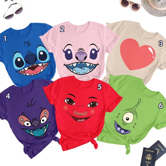Discover Lilo And Stitch Big Face Costume Shirt, Lilo And Stitch Movie, Disneyland Halloween Shirt, Halloween Disneyland Family Matching Shirt