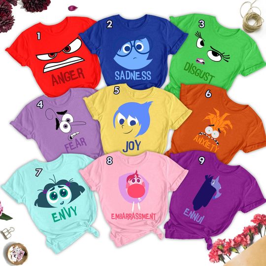 Personalized Inside Out Characters Matching Shirts, Inside Out 2 Shirt, Inside Out Group Halloween Costume, Inside Out Family Trip Tee
