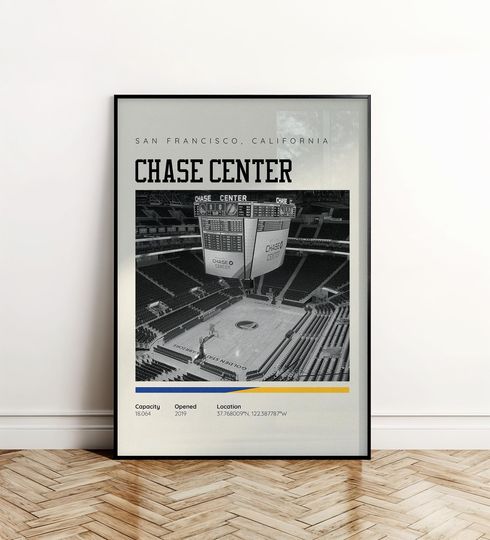 Golden State Warriors Stadium Poster, Basketball Stadium Wall Art, Sports Poster