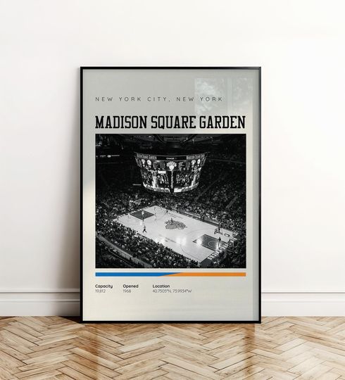 Discover New York Knicks Madison Square Garden Poster, Basketball Stadium Wall Art, Sports Print