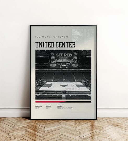 Chicago Bulls Stadium Poster, Basketball Stadium Wall Art, Sports Print