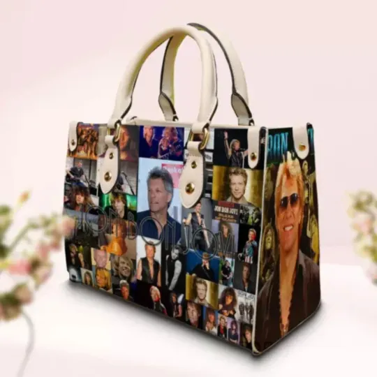 Bon Jovi Leather Handbag, Rock Band Purse, Vintage Fan Gift
