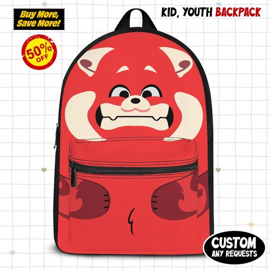 Discover Turning Red Disney Backpack, Cute Red Panda Kids Backpack Back to school, School Bag for Girls, Turning Red Birthday Gift, Pixar Fan