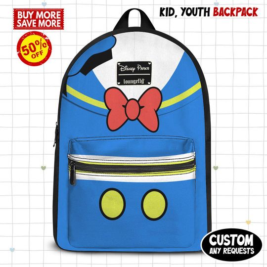 Discover Disney Donald School Backpack, Donald Duck Kids School Bag, Back to School Backpack, Cute Kids Backpack, Birthday Gift, Fun Travel Bag
