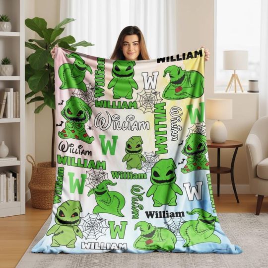 Discover Custom Name Cartoon Fleece Blanket - Halloween Nightmare Before Christmas