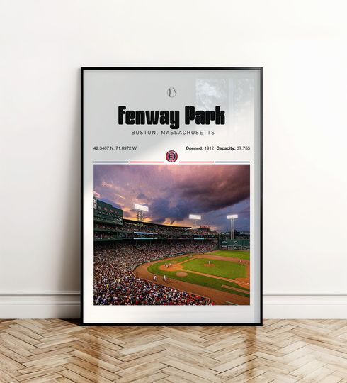 Boston Red Sox Stadium Poster, Baseball Stadium Wall Art, Sports Poster, Gift for Fan
