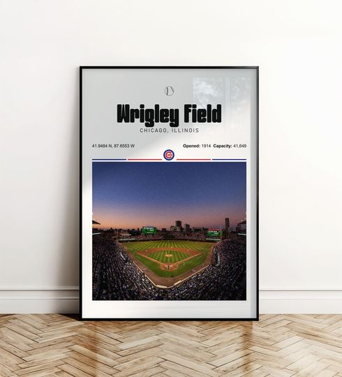 Chicago Cubs Stadium Poster, Baseball Stadium Wall Art, Sports Poster, Gift for Fan