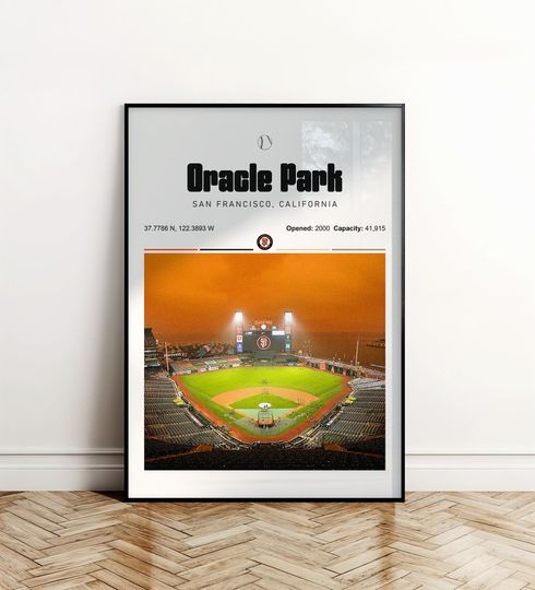 Discover San Francisco Giants Stadium Poster, Baseball Stadium Wall Art, Sports Poster, Gift for Fan