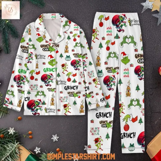 Discover The funny character Mode Merry Christmas Pajamas Set  No Pocket Xmas Gift 2025