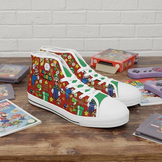 Super Mario Bros | Kids & Youth Adult High Top Canvas Sneakers