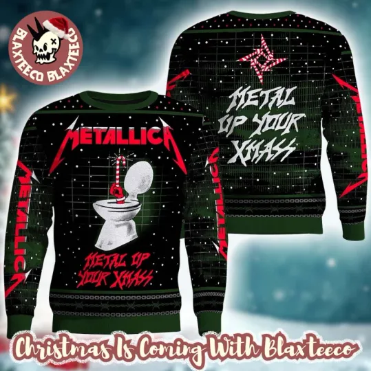 Discover MMetallica Metal Up Your Xmass Funny Toilet Candy Crane Ugly Sweater