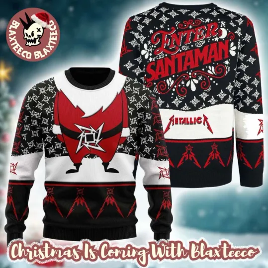 Discover MMetallica Enter Santaman Snow Ninja Star Ugly Sweater